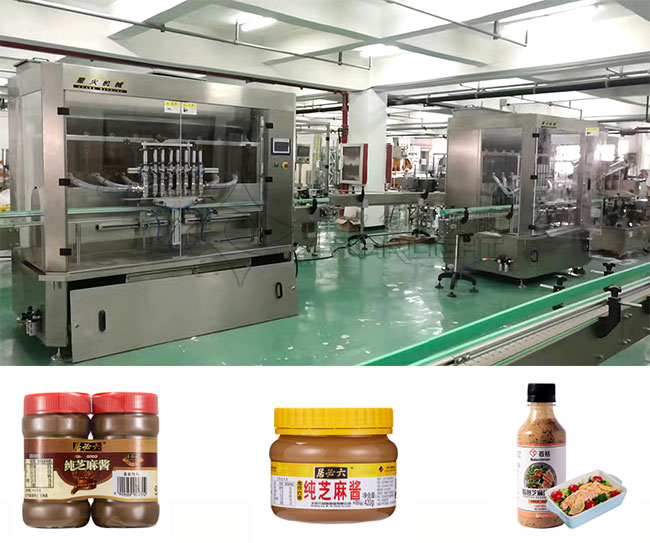 全自動芝麻醬灌裝機(jī)生產(chǎn)線及灌裝樣品展示
